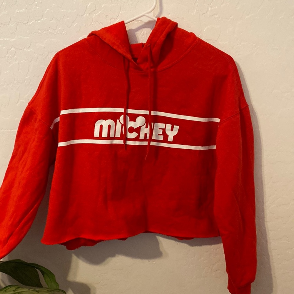 Disney Red Mickey Cropped Hoodie